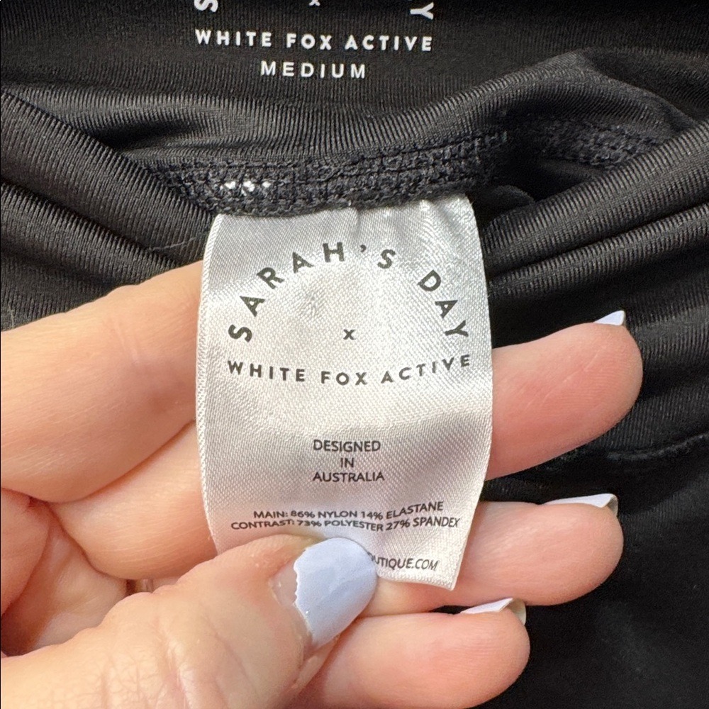 Sarahs Day x White Fox Active Womens Black Striped Leggings Medium High Waist - Picture 4 of 4